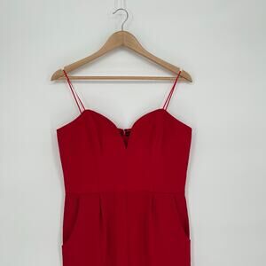Amanda Uprichard Red‎ Jumpsuit w/ Sweetheart Neckline - Size Large